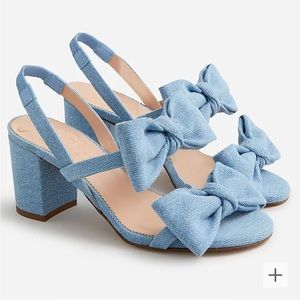 Jcrew Lucie bow slingback sandals in denim twill size 9